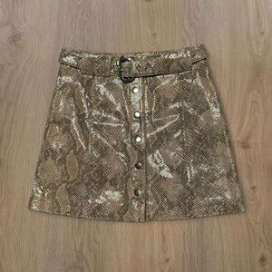 Zara Snake Print Button Up Mini Skirt
